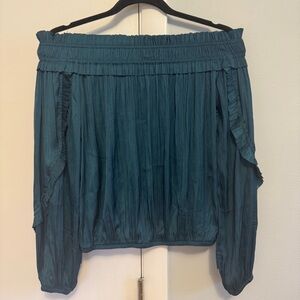 Evereve Teal Off-Shoulder Blouse